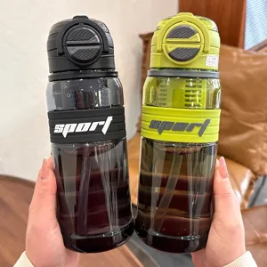Große Kapazität Sport-Wasserflasche mit Strohhalm tragbare Doppeltrinkbecher für Outdoor-Fitness