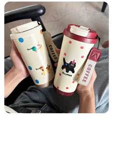 Tragbarer 316 Edelstahl Kaffeebecher isolierte Thermosflasche Doppelter Trinkverschluss geschenk