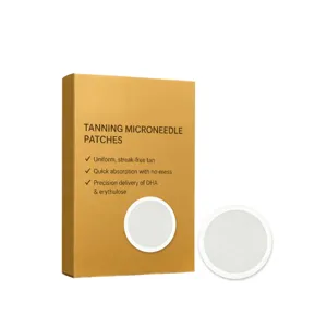Zelfbruinende microneedle patches voor een natuurlijke bruine huid, ademend en huidvriendelijk.