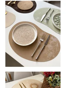 Set de table en cuir forme de cajou nordique impermeable et isole thermiquement detail