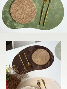 Set de table en cuir en forme d'anacarde tapis de table en velours double face nordique