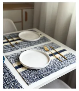 Landelijke touw geweven placemat, retro decoratieve tafelloper voor eettafel keuken.