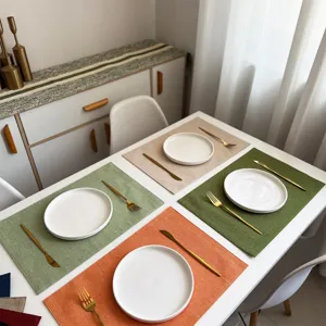 Luxe stoffen placemat effen kleur hittebestendig linnen tafelmat voor thuis eetkamer