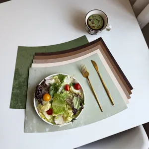 Fan-shaped leather placemats waterproof table mats dining table insulation pads set
