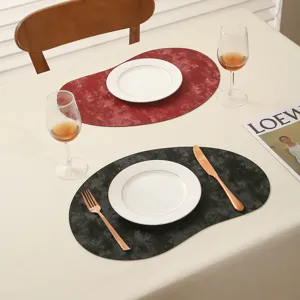 Set de table en cuir en forme de cajou nordique double face velours isolation thermique