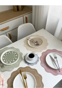 Ins stijl PU leer bloemen placemat warmte-isolatie mat Franse luxe tafeldecoratie