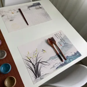 Chinese stijl PVC placemat inkt schilderij tafelmat warmte-isolatie tafeldecoratie