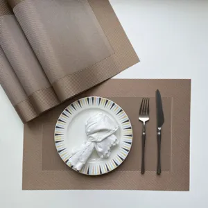 European style PVC woven placemat set non-slip heat resistant table mat for dining room