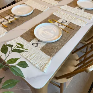Bohemian katoen linnen placemat met franjes retro geweven tafelmat isolatiekussen
