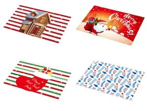 Details van het kerstplacemat met feestelijke kerstman prints op hoogwaardig pvc.