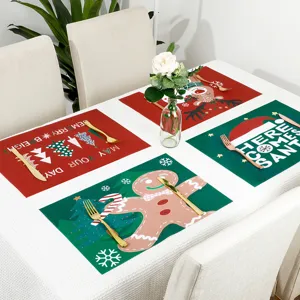 Kerst placemat detailzicht, PVC hittebestendige tafelmat met mooie feestelijke patronen voor diner.