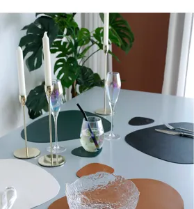 European style leather placemat waterproof oil-proof heat-insulating table mat set for dining.