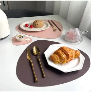 European style PU leather placemat irregular waterproof heat-insulating table mat.