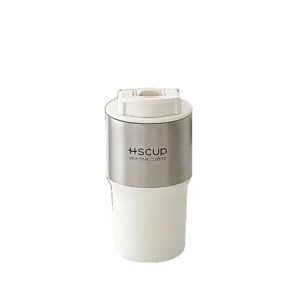 Tasse à café de voyage en acier inoxydable avec couvercle double, thermos portable.