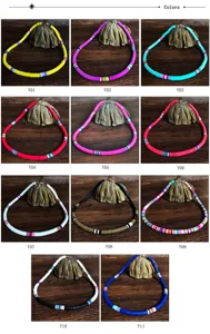 Details zu 6mm Polymer-Ton-Perlen-Halsketten in verschiedenen Farben, Strand-Choker-Design.