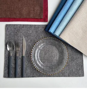Double-layer imitation linen fabric placemat kitchen table mat heat insulation mat