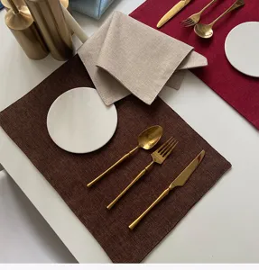 Double layer imitation linen fabric placemat table mat for hotel home dining decor detail view