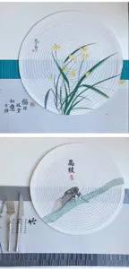 Runde Baumwolle Ramie Tischset chinesischer Stil Teematte hitzebeständige Tischmatte 2er