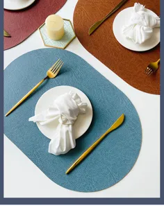 Kunstleder Tischset doppelseitig oval Platzset wasserdicht oelbestaeendig Esstisch Matte