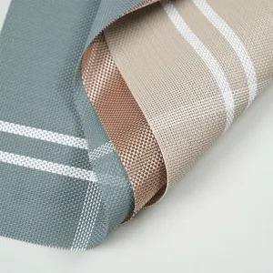 PVC Woven Placemat Non-Slip Heat Insulation Table Mat Stripe Kitchen Dining Table Decor