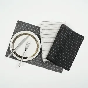 Modern Minimalist PVC Striped Placemat Non Slip Heat Resistant Woven Table Mat For Home Hotel Restaurant Dinner Decoration