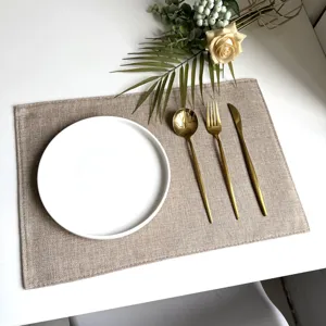 Double layer imitation linen table mat heat insulation placemat for dining table kitchen decor