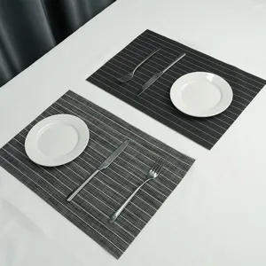 PVC black and white striped placemat modern table heat insulation pad dining room decor mat