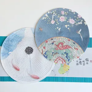 Chinesischer Stil runder Baumwolle Ramie gedruckter Platzset isolierter Teetisch Teppich