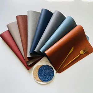Modernes Doppelseitiges Leder Tischset Wasserdicht Öldicht Wärmeisolierung Kunstledertextur Tischmatte Für Westliches Restaurant Hotel Esszimmer Dekoration