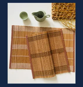 New Chinese style bamboo tea mat, colorful woven placemat, zen tea table insulation pad.