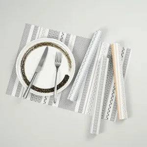 PVC placemats heat insulating striped table mats for kitchen dining room washable decor items