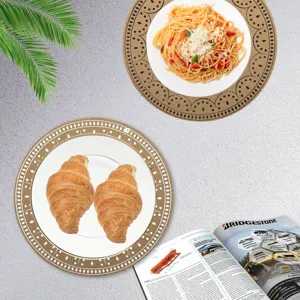 Mantel individual redondo tejido 38cm PVC para decoración de mesa de comedor cocina