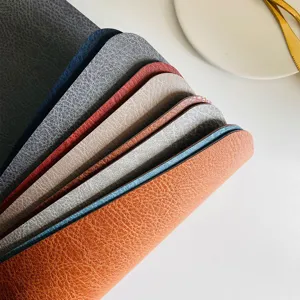 Doppelseitiges Leder-Tischset mit Kunstleder-Textur Isoliermatte wasserdichte Tischmatte