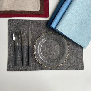 Double layer imitation linen fabric placemat table mat for dining room kitchen home decor use
