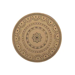 Mantel individual redondo imitación yute 38cm estampado nórdico alfombrilla térmica