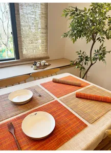 Colored rope woven placemat table mat zen tea set non-slip heat insulation dining mat
