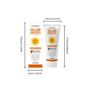 VIARELINE crème solaire au suif détail tableau des tailles, 57g visage et corps SPF 50.
