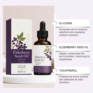 Elderberry seed oil deeply moisturizes and hydrates skin, face, hair, and body daily.