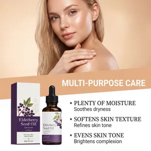 Detail view of elderberry seed oil dropper bottle, showcasing nourishing texture for skincare.