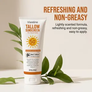 VIARELINE crème solaire au suif SPF 50 visage corps, légère rafraîchissante non grasse formule.
