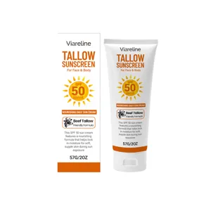 Viareline crème solaire au suif SPF 50 visage et corps, soin hydratant protection UV 57g