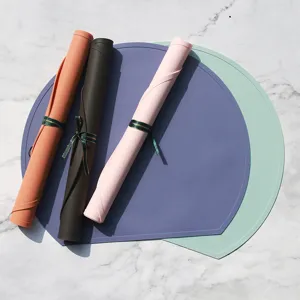 Set de table en silicone style nordique résistant à la chaleur couleur Morandi pour maison