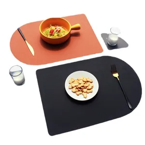 Nordic PU leather placemat waterproof heat insulation table mat for home hotel restaurant kitchen.