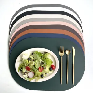 Modern PU Leather Oval Placemat Coaster Set Waterproof Oilproof Heat Resistant Nordic Table Mats For Home Dining Room