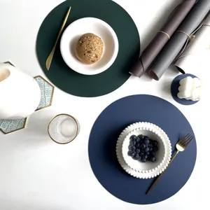 Set tovaglietta rotonda in pelle PU stile nordico tappetino impermeabile isolante per cucina