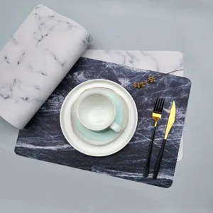 Marble pattern leather placemat waterproof heat insulation table mat Nordic style home dining