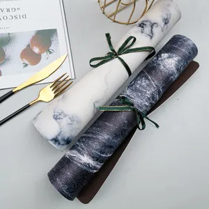 Marble texture leather placemat heat resistant table mat waterproof non-slip dining decor