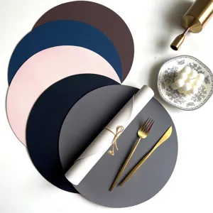 Modern Minimalist Nordic Round Faux Leather Placemat Waterproof Heat Insulation Washable Table Dining Mat For Home Hotel Daily Use