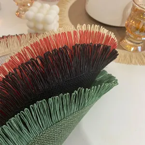 Tovaglietta in juta nordica intrecciata con frange sottobicchiere decorazione casa