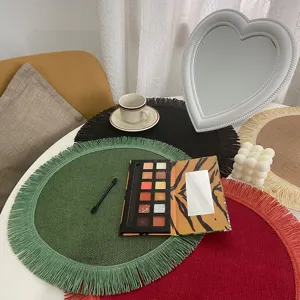 Set da tavola rotondo in juta stile nordico con frange tovaglietta isolante cucina